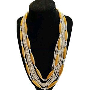 STUNNING 1950'S ORIGINAL by ROBERT Multistrand BEAD WHITE GOLD  20" NECKLACE
